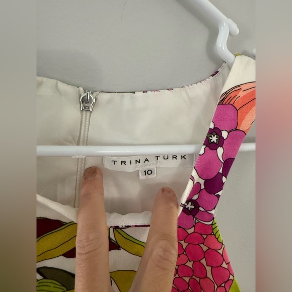 Trina Turk Aptos Stretch Cotton Sateen Sheath Shift Dress M 10 Floral Orchid - Picture 10 of 12